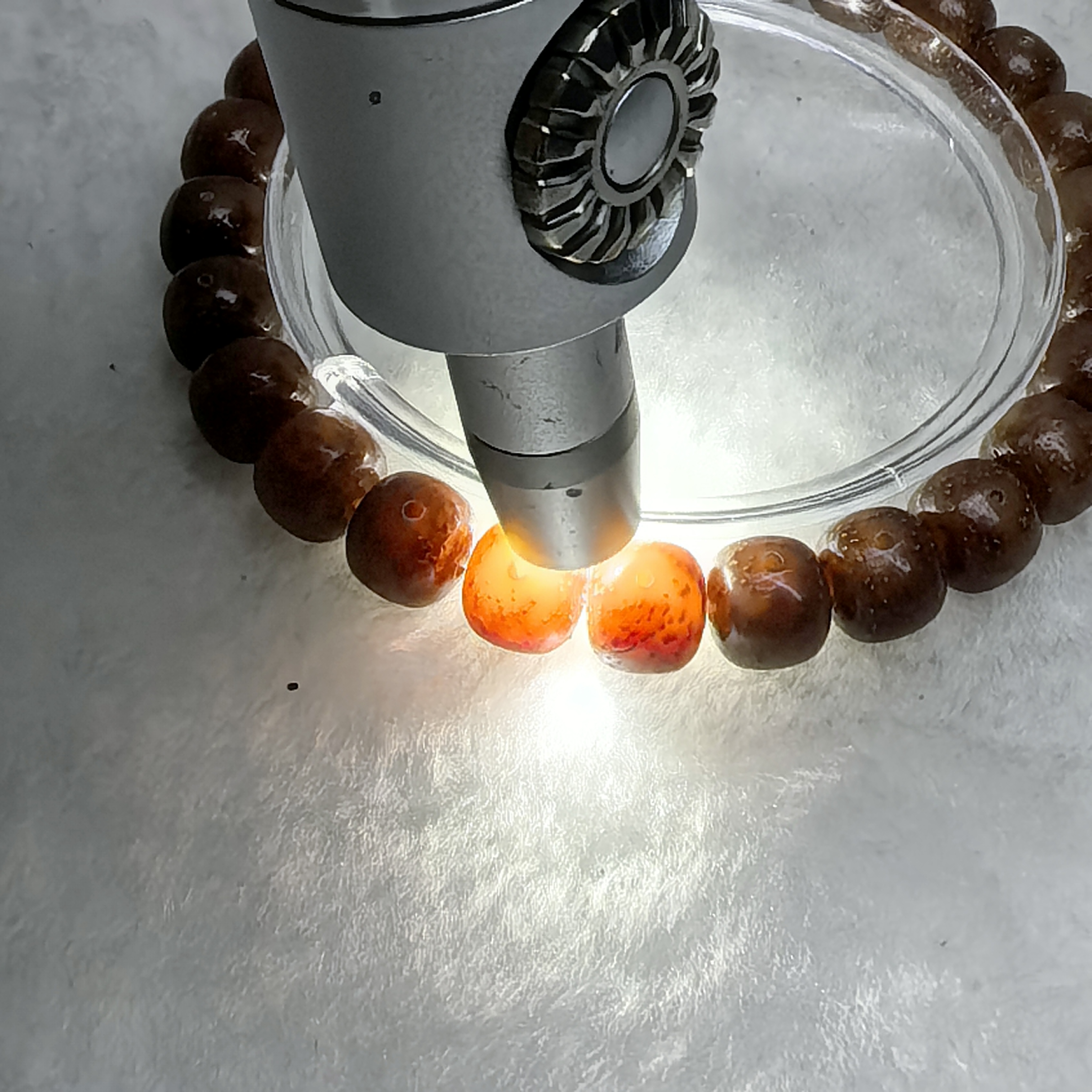 海南星月菩提 尽头 粉冰玉化9*8mm单圈手串