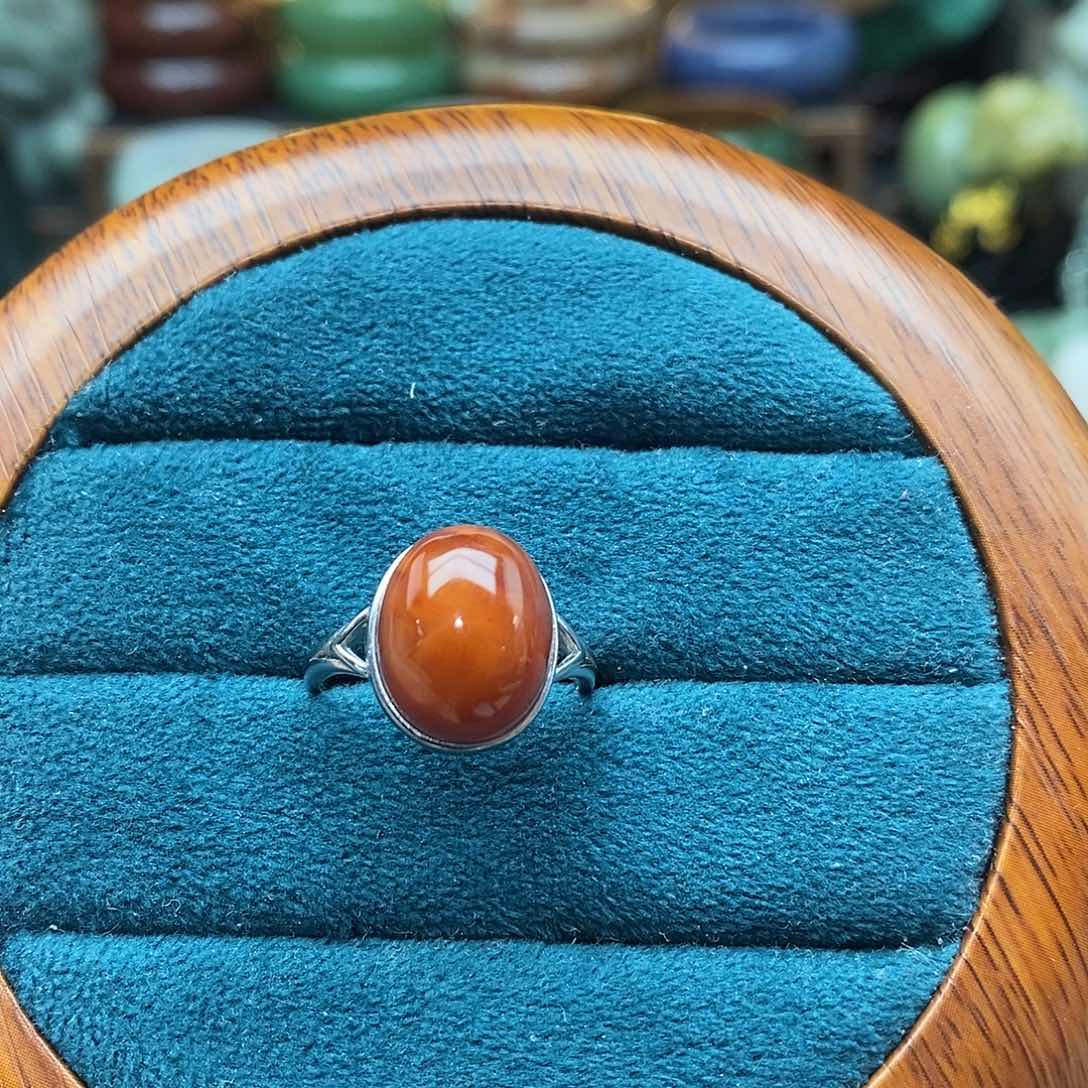 玛瑙/玉髓戒指银S925镶嵌