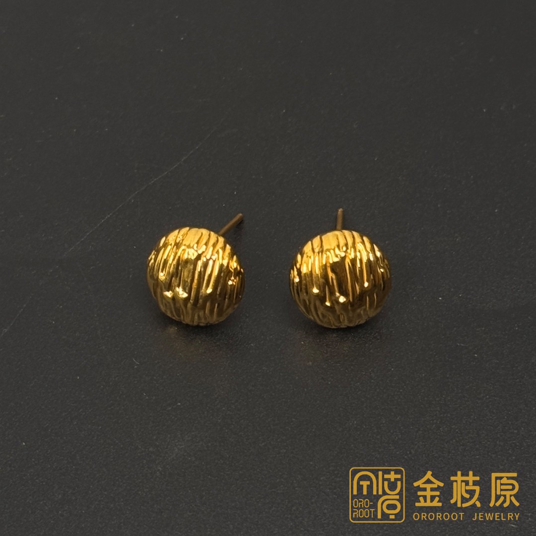 足金999 燕窝圆饼耳钉