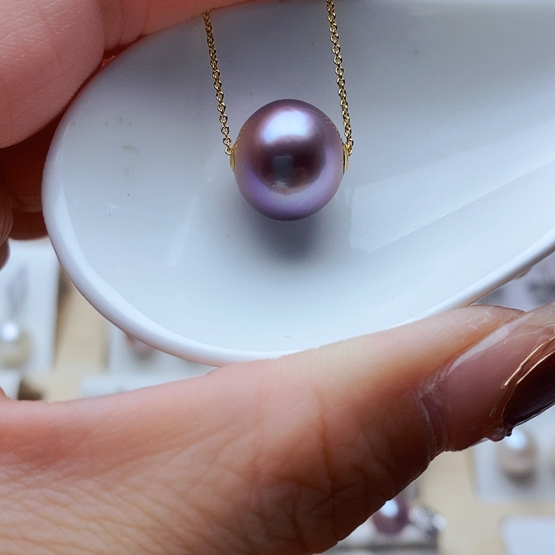 淡水珍珠吊坠(赠链)18K金镶嵌