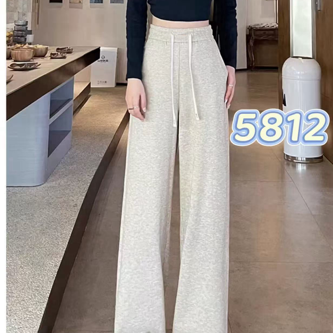 5812 糯米窄版阔腿裤高腰坠感阔腿裤