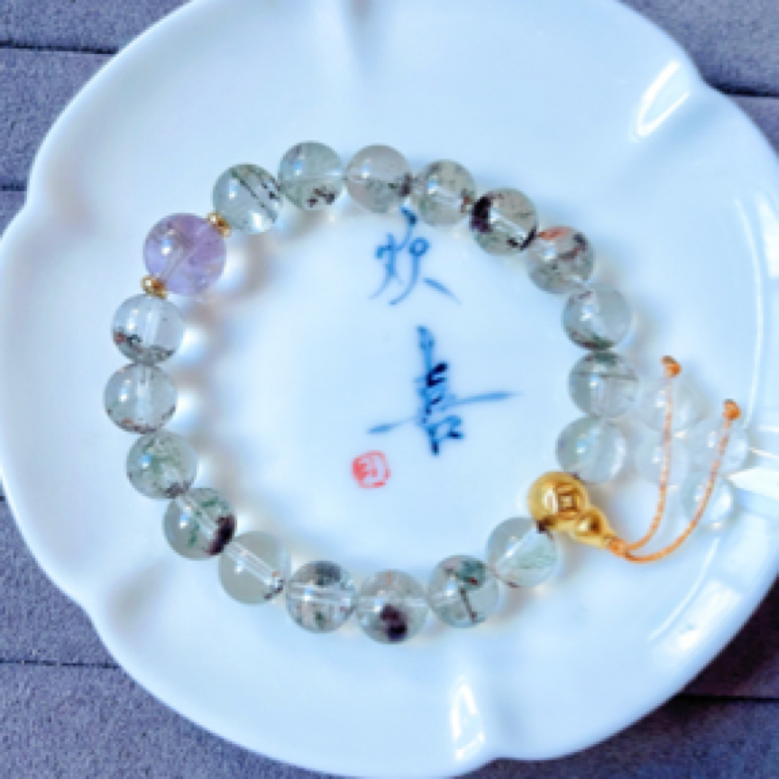 真正水晶手串天然幽灵水晶十八子手串