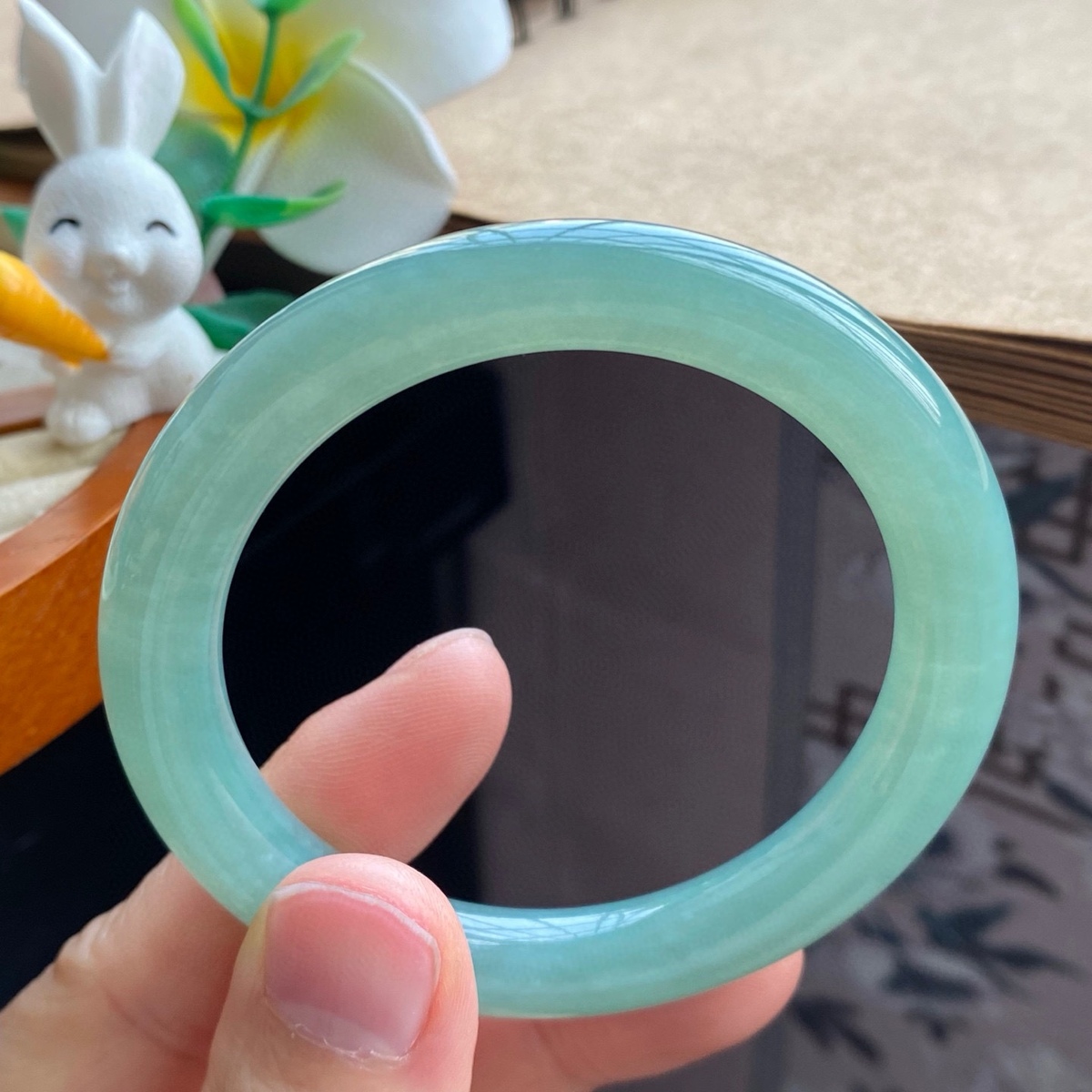 4.1批2543号翡翠手镯51.9-8.8-8.7满绿色圆条！清新的青碧色！