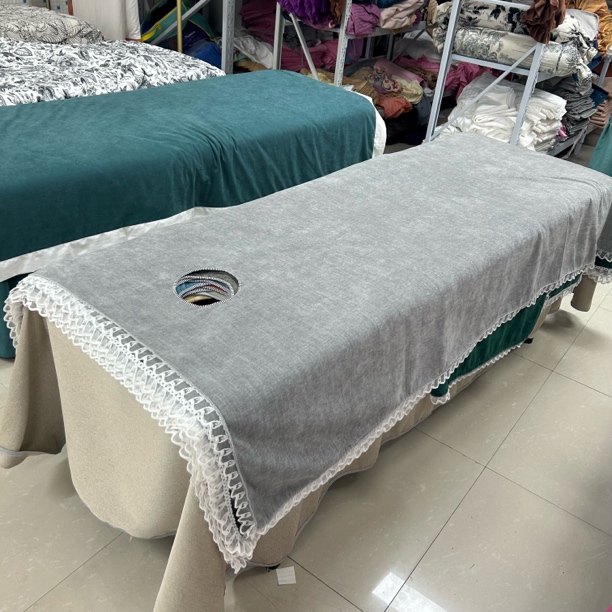 浅灰色 7 30色美容院床单加厚雪尼尔正反面两一样