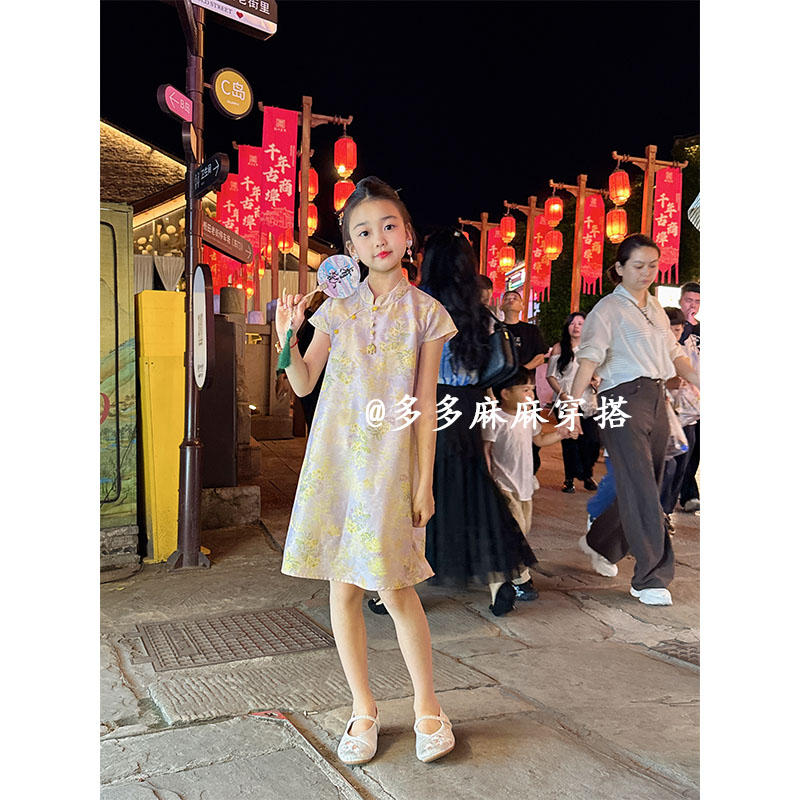 【琉璃】新款女童旗袍夏季中国风连衣裙复古旗袍裙薄款夏款26110#