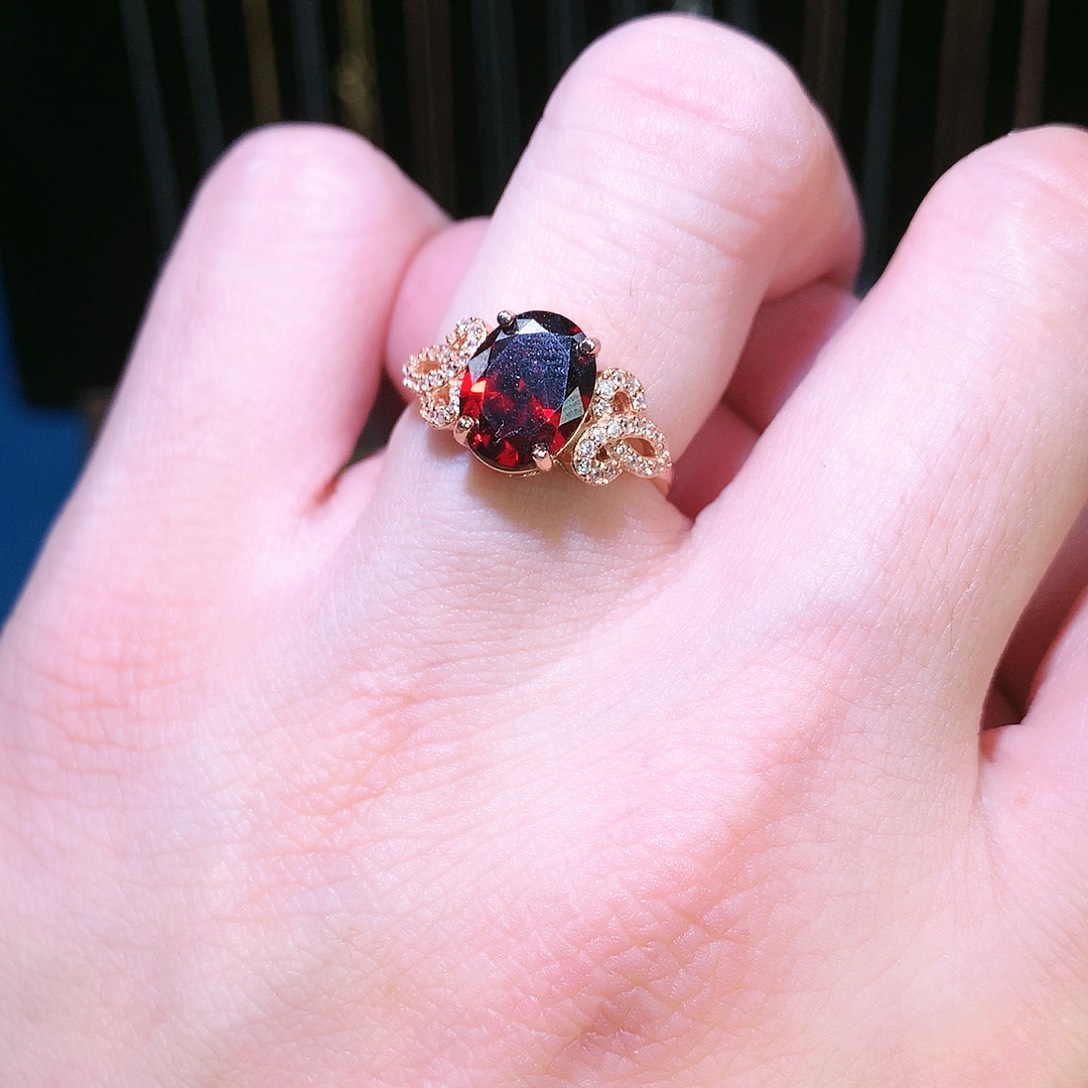 石榴石戒指银S925镶嵌