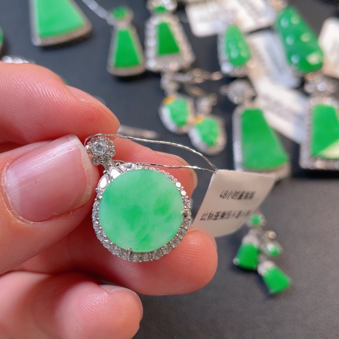 翡翠银S925镶嵌吊坠(不含链)