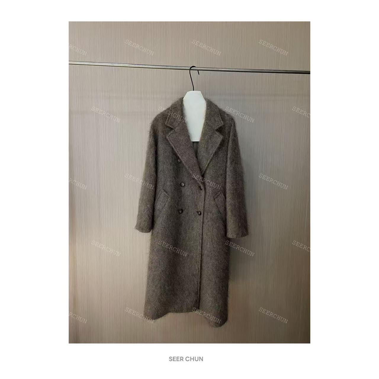 SEER CHUN“摩卡马海”翻领马海毛大衣 20313