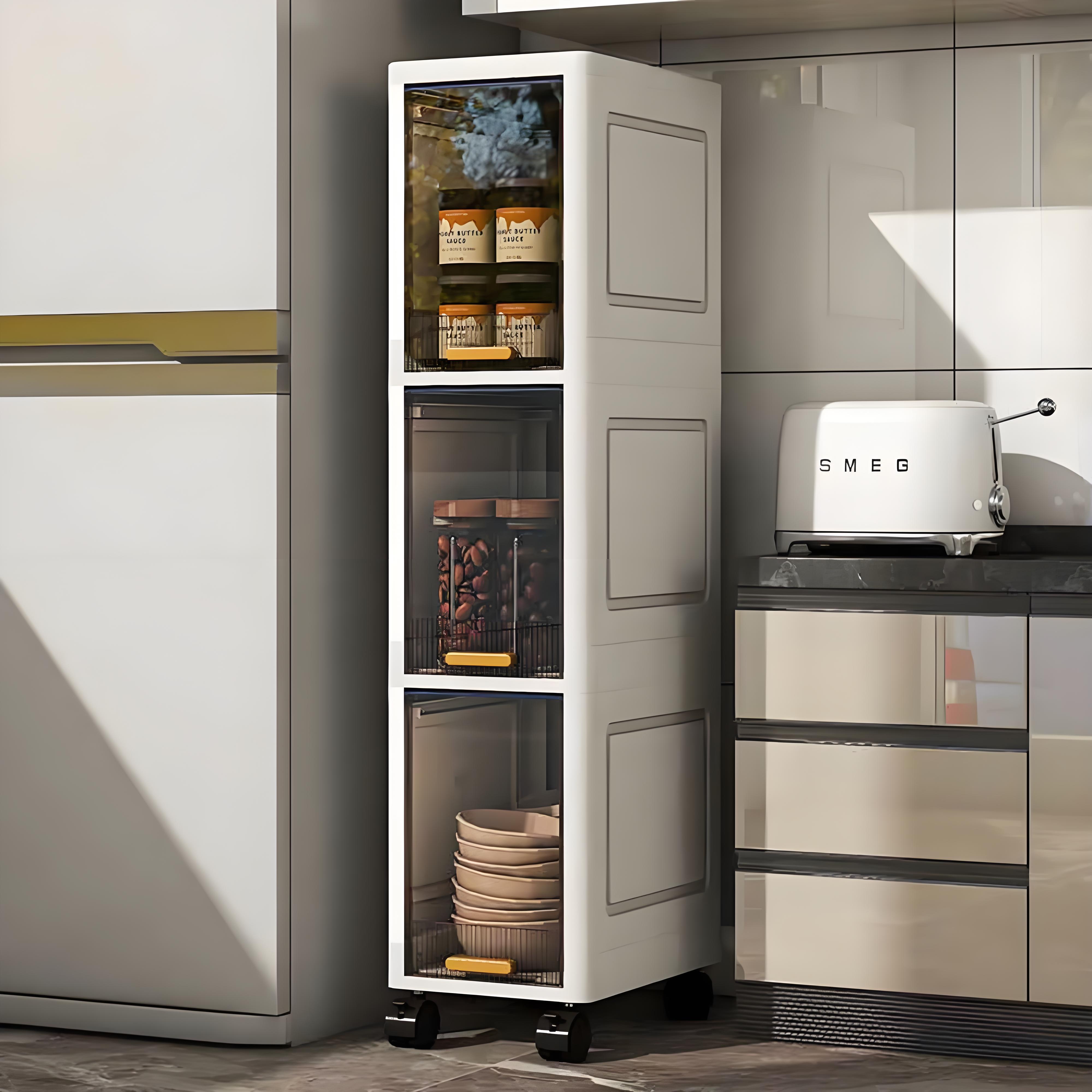 【居家好物】可移动轻奢风多层纯色收纳柜厨房浴室夹缝柜