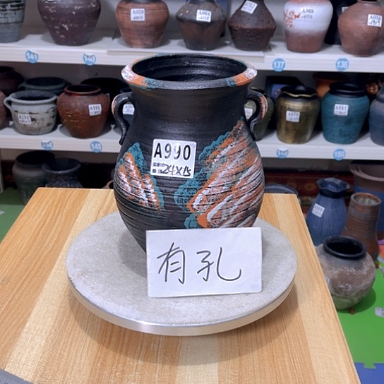 红陶手工制作工艺花盆