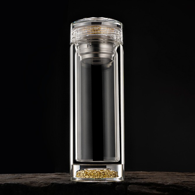 【香曼诗】高档轻奢水晶双层泡茶杯茶水分离加厚大容量男士专用