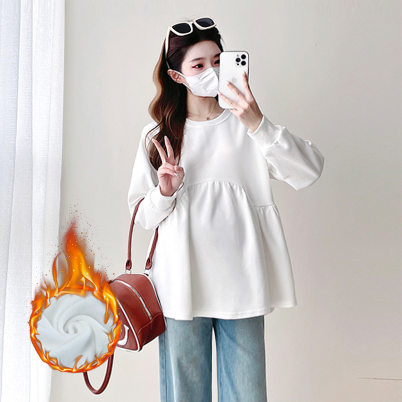 【伊伊】孕妇装2025春装新款孕妇上衣时尚百搭娃娃衫长袖宽松卫衣