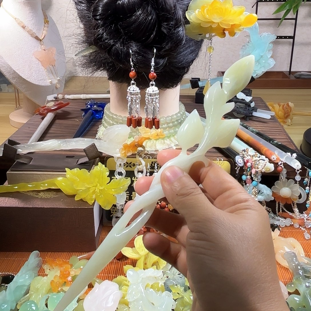 蛇纹石玉合金发饰