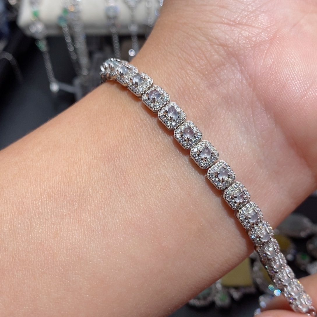 翡翠手链银S925镶嵌n j j