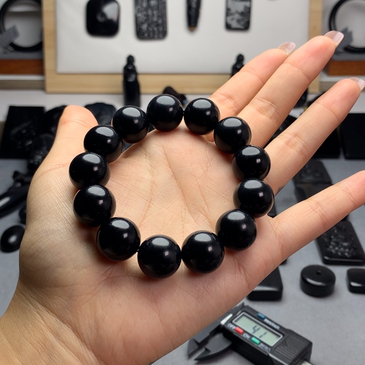 和田玉（墨玉）未镶嵌手串特价16mm