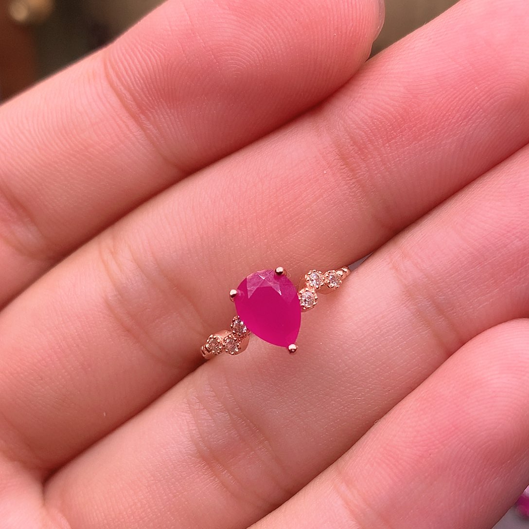 红宝石戒指银S925镶嵌