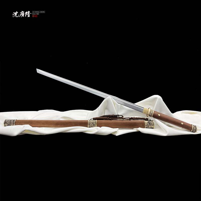 龙泉沈广隆-富贵唐刀 重蚁木 黄铜 花纹钢 唐横刀 宝剑 未开刃