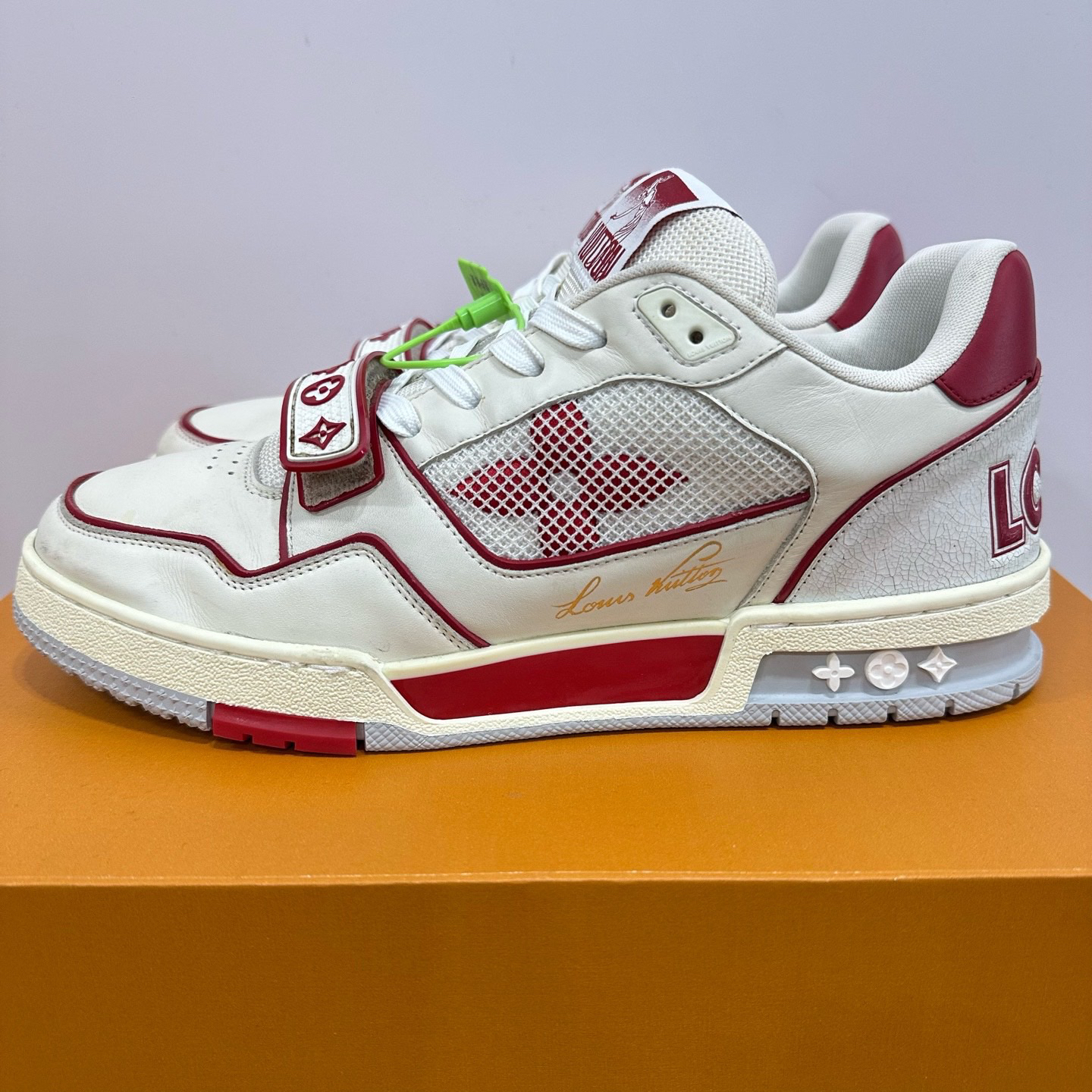 95新 LouisVuitton/路易威登 42码 路易威登LV trainer白红魔术贴