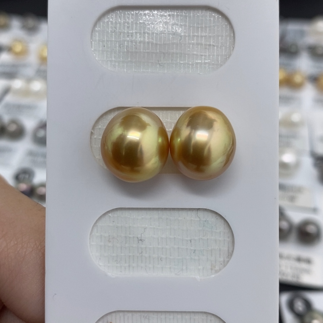 海水珍珠裸珠11-12mm 金珠 炫彩 水滴