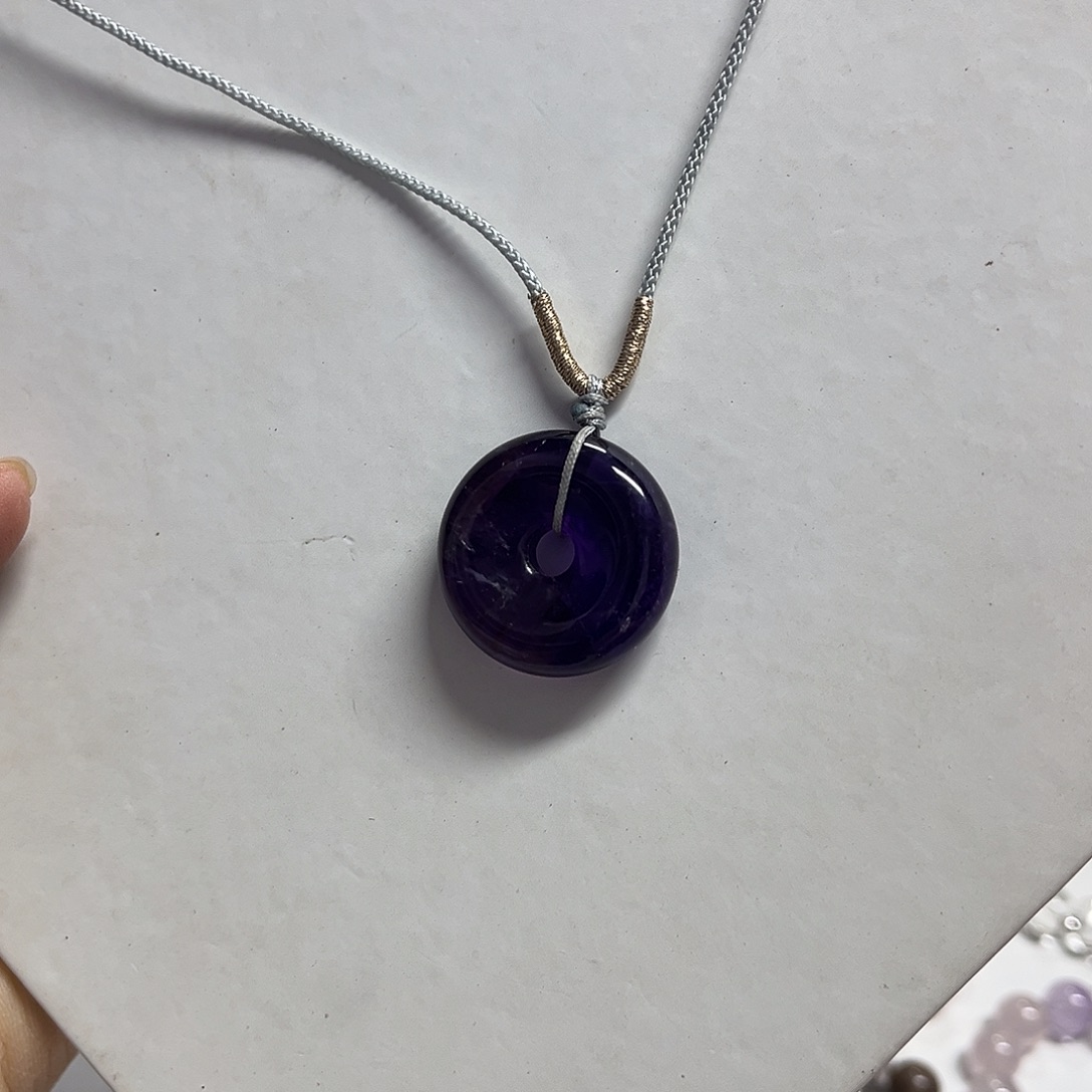 紫晶颈饰未镶嵌紫水晶平安扣