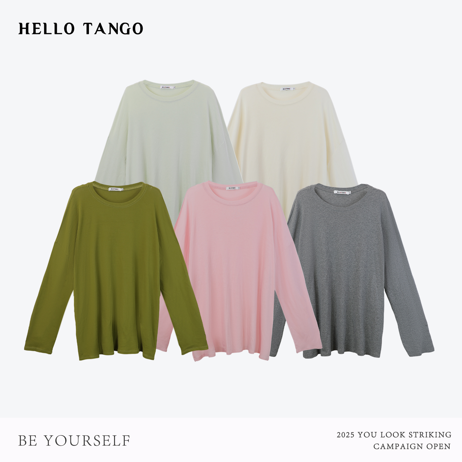 HELLOTANGO《简素独白》秋冬简约纯色韩国进口面料圆领长袖55913#