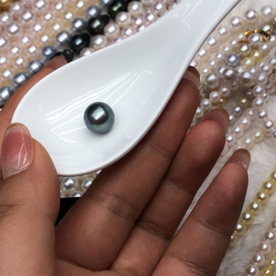 银S925镶嵌海水珍珠瓜子扣野*头