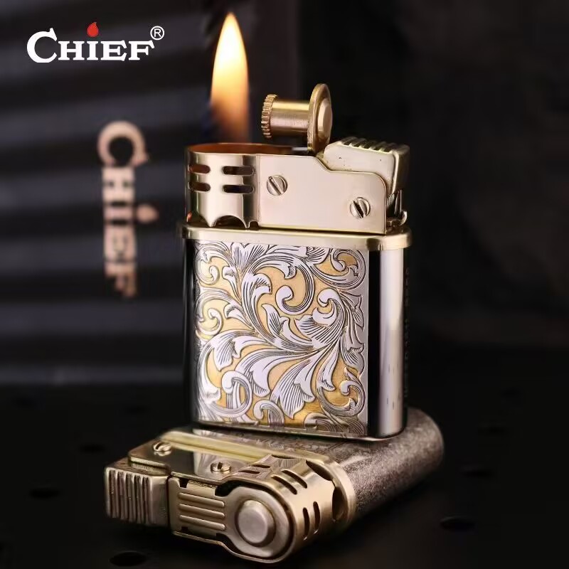 首领二代升级雕刻复古防风煤油打火机机械感个性磕头创意男士礼物