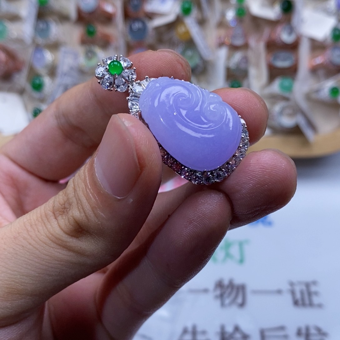 翡翠戒指银S925镶嵌天然缅甸翡翠a货
