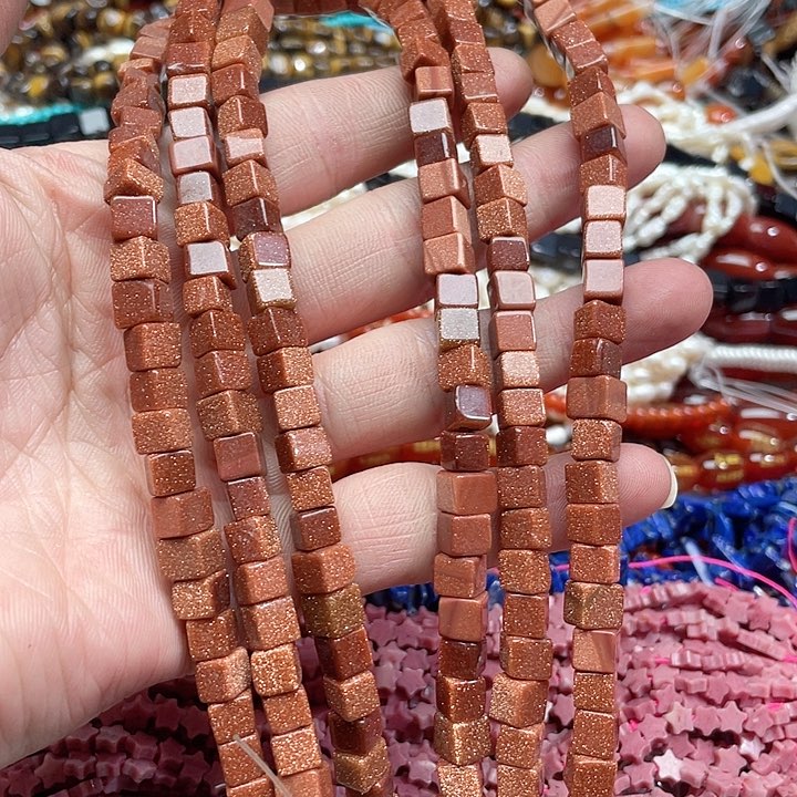 玛瑙/玉髓珠宝半成品未镶嵌一条6mm金沙方糖