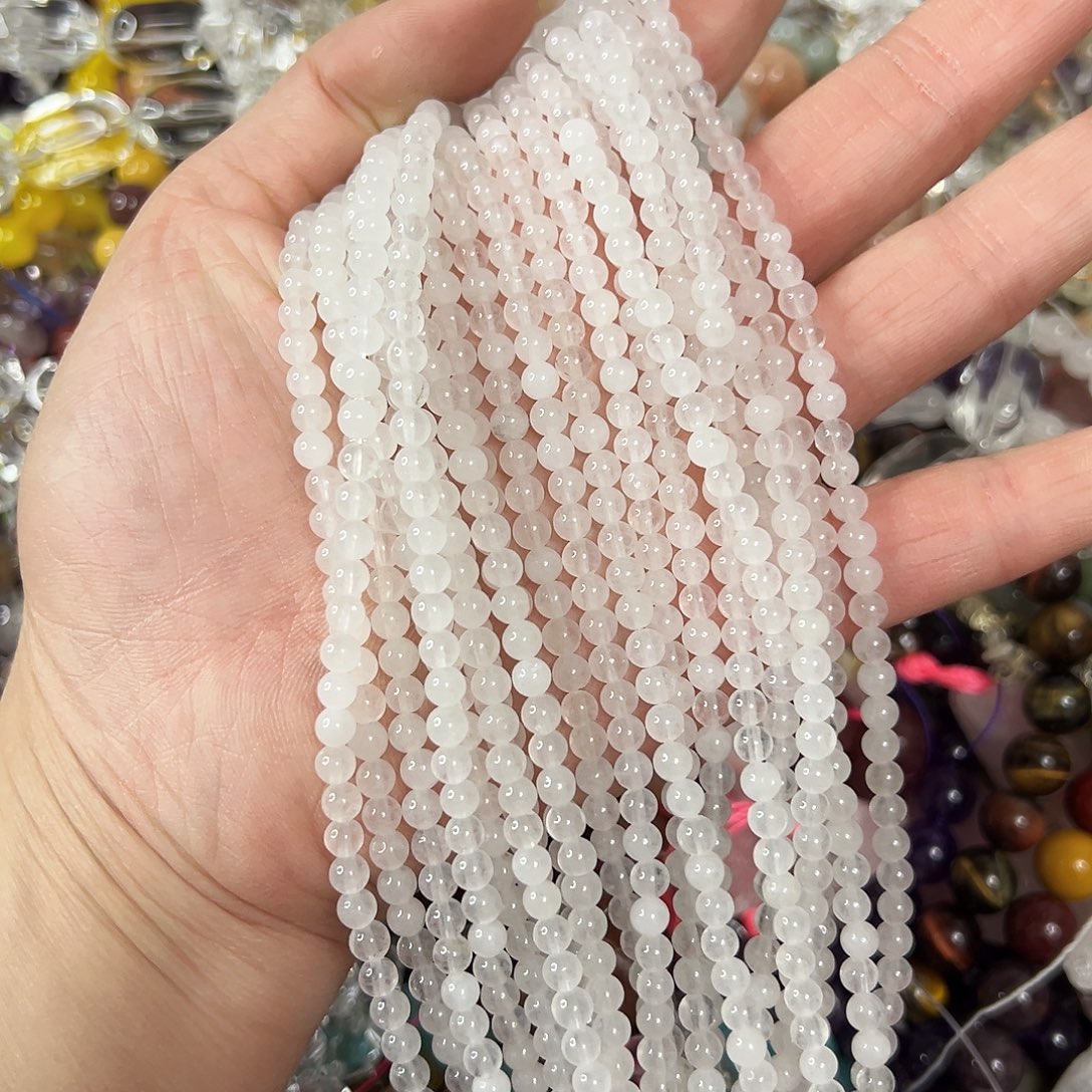 玛瑙/玉髓未镶嵌珠宝半成品，卡4奶白水晶2条