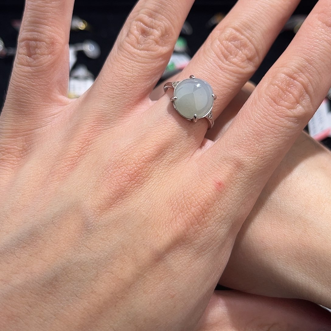 翡翠戒指银S925镶嵌67788