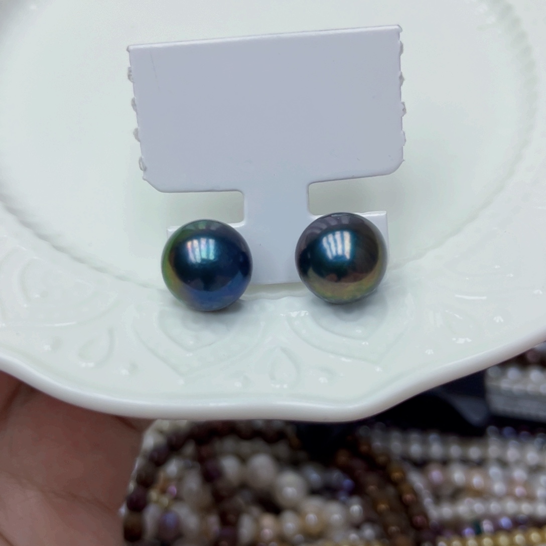 淡水珍珠耳饰银S925镶嵌