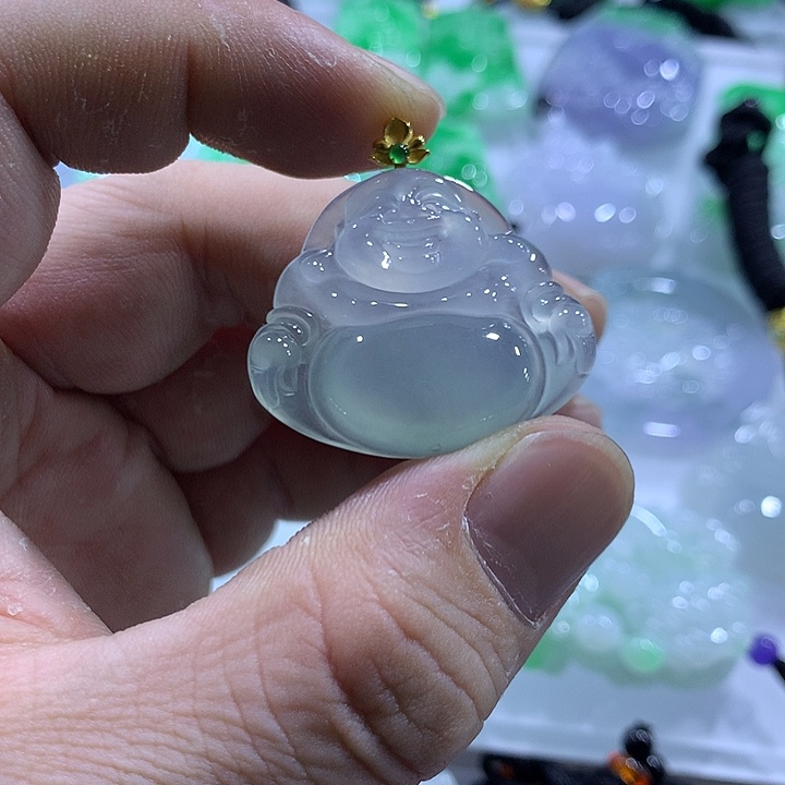 翡翠18K金镶嵌颈饰天然翡翠A货吊坠
