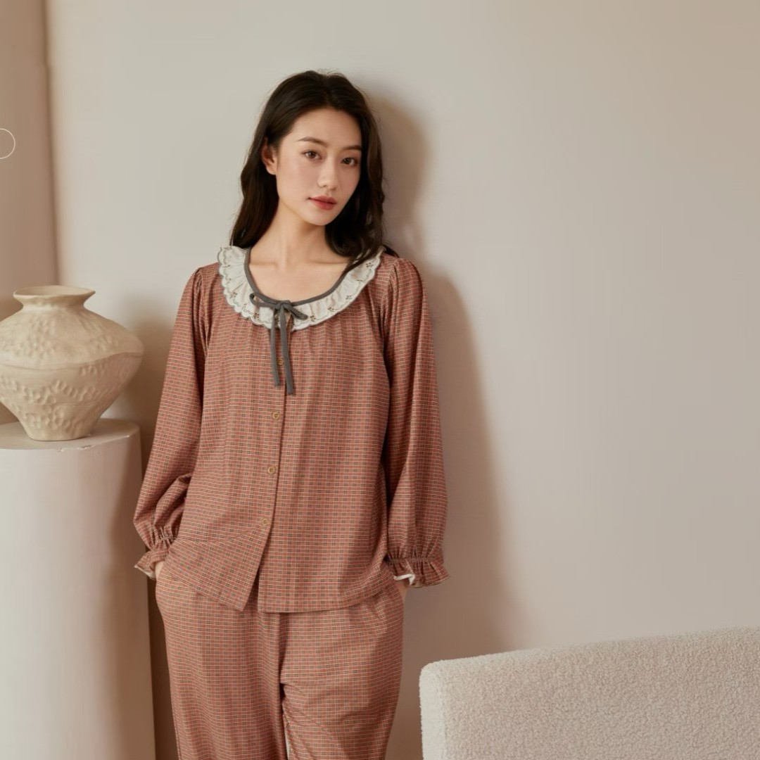 新款家居服女士长袖长裤睡衣