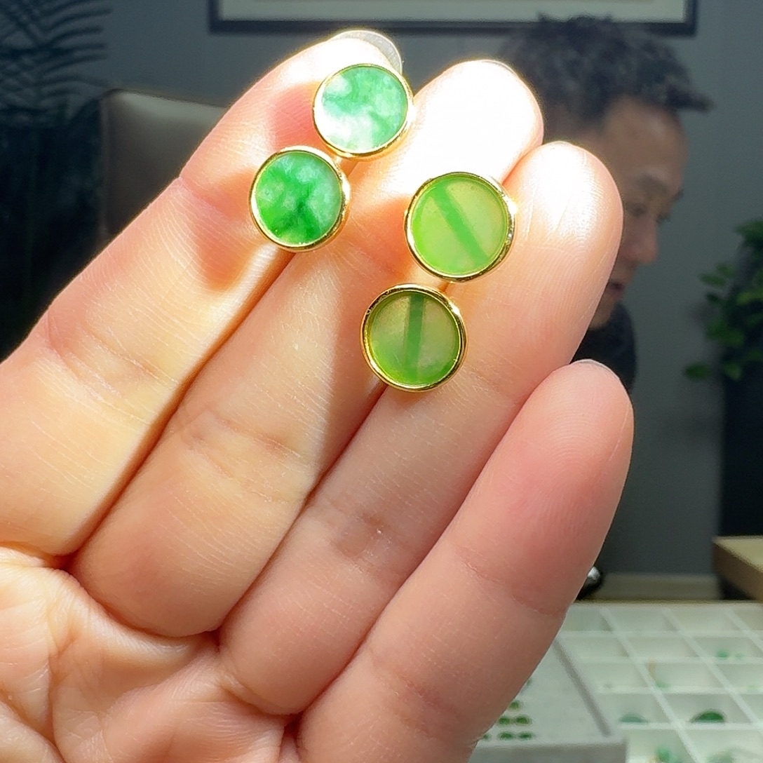 翡翠银S925镶嵌耳饰多样性发货其一