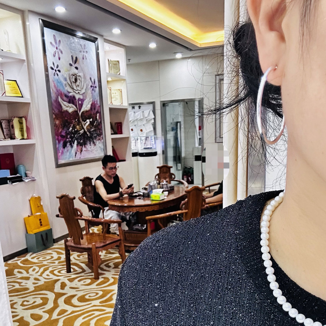 足银耳饰 【黄飞达】足银光圈超大耳环耳圈时尚个性时尚气质