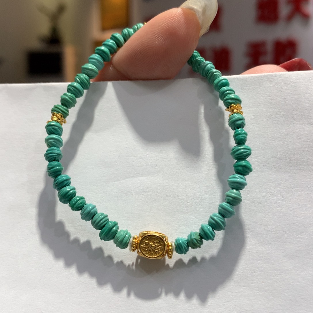 绿松石单圈银S925镶嵌
