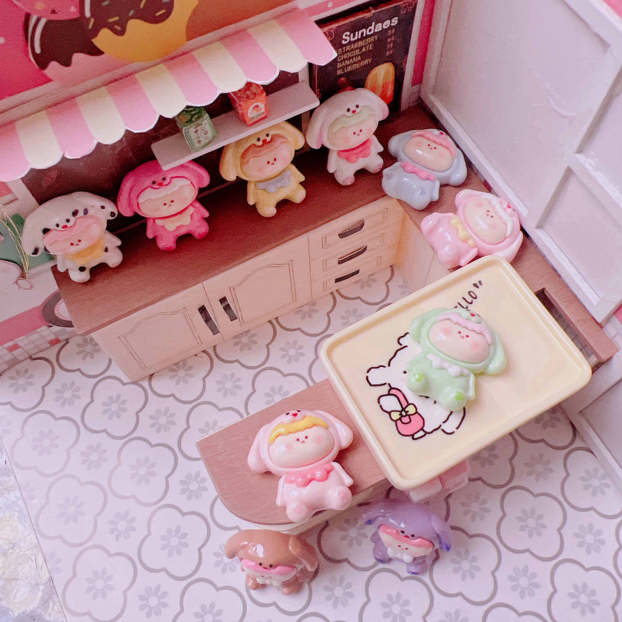 【新悦想念定制】亮面金粉全身李四小狗树脂配件