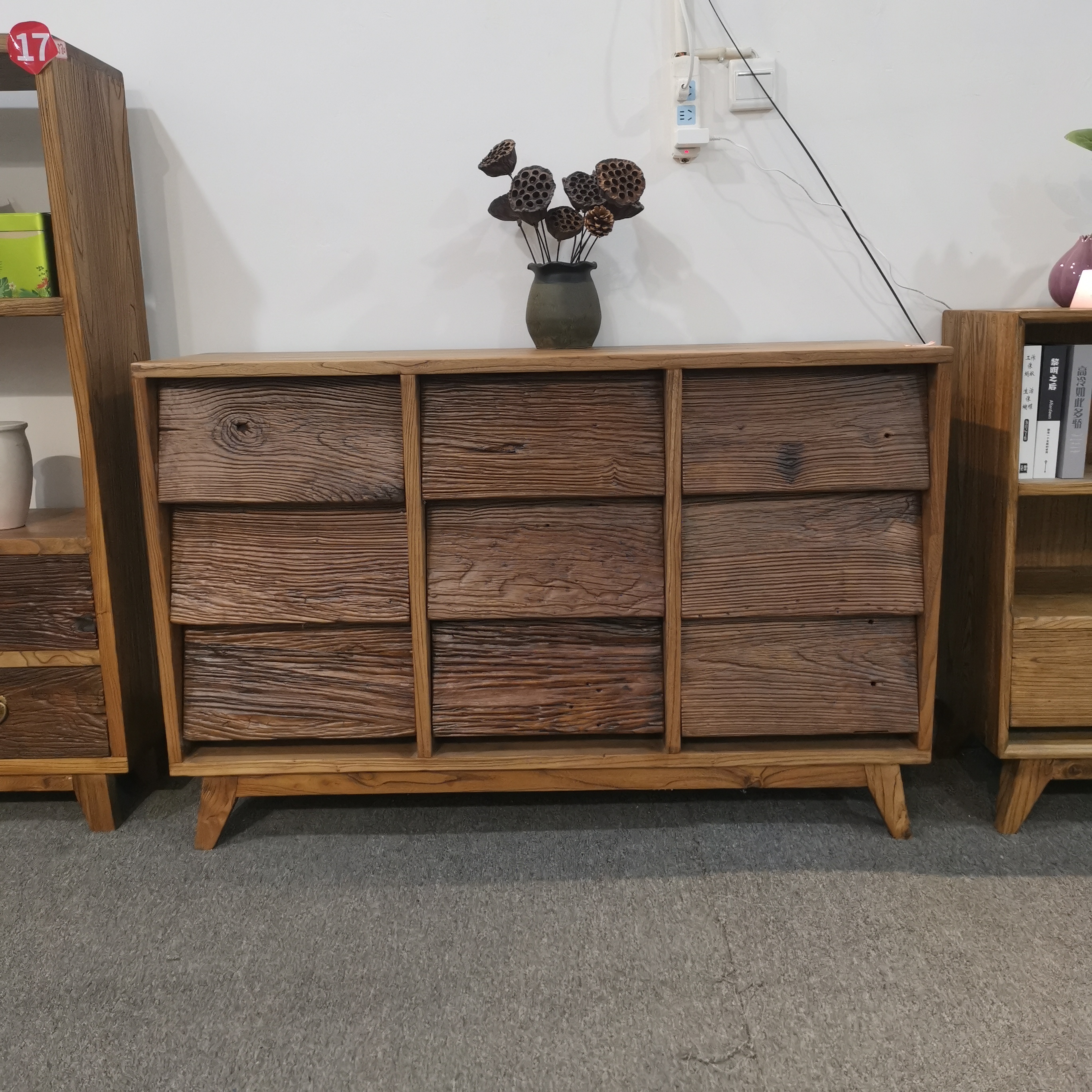 九斗柜收纳柜八斗柜储物柜老榆木实木卧室柜子中式老门板家具