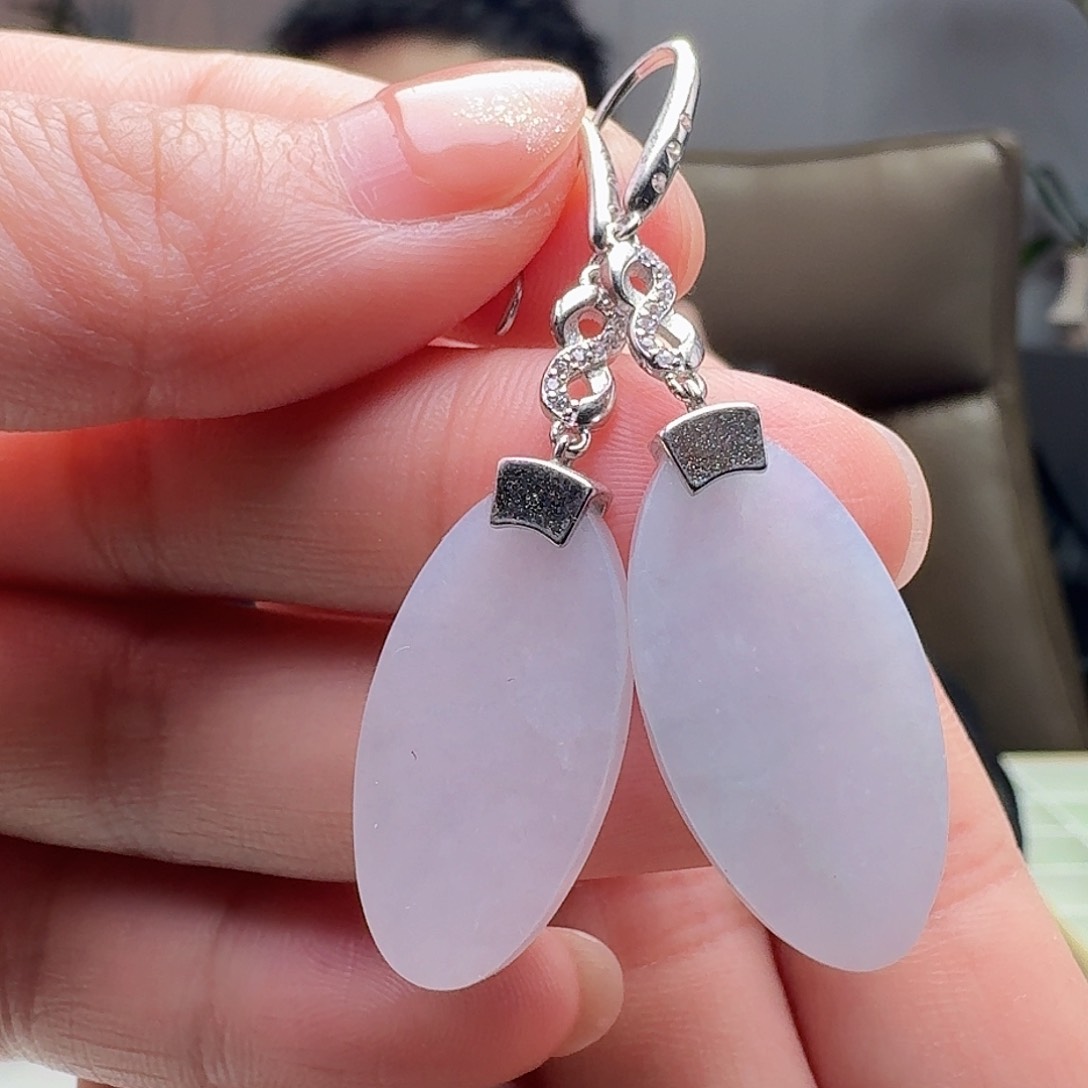 翡翠耳饰银S925镶嵌天然