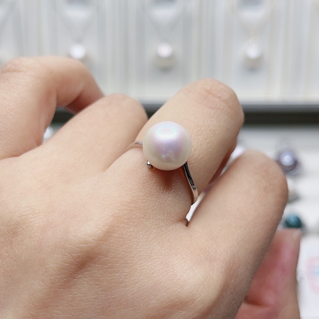 淡水珍珠戒指银S925镶嵌