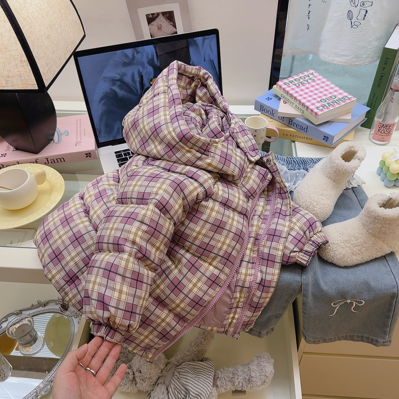 2025儿童格子加厚男女宝宝保暖儿童棉服千鸟格外套韩版