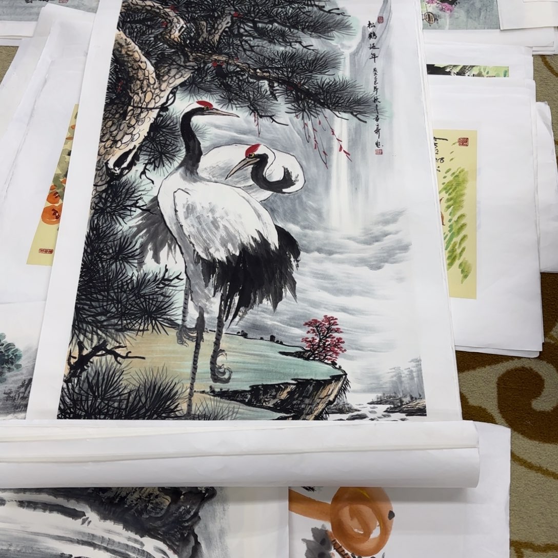 宫***国画郭鹏四尺花鸟童