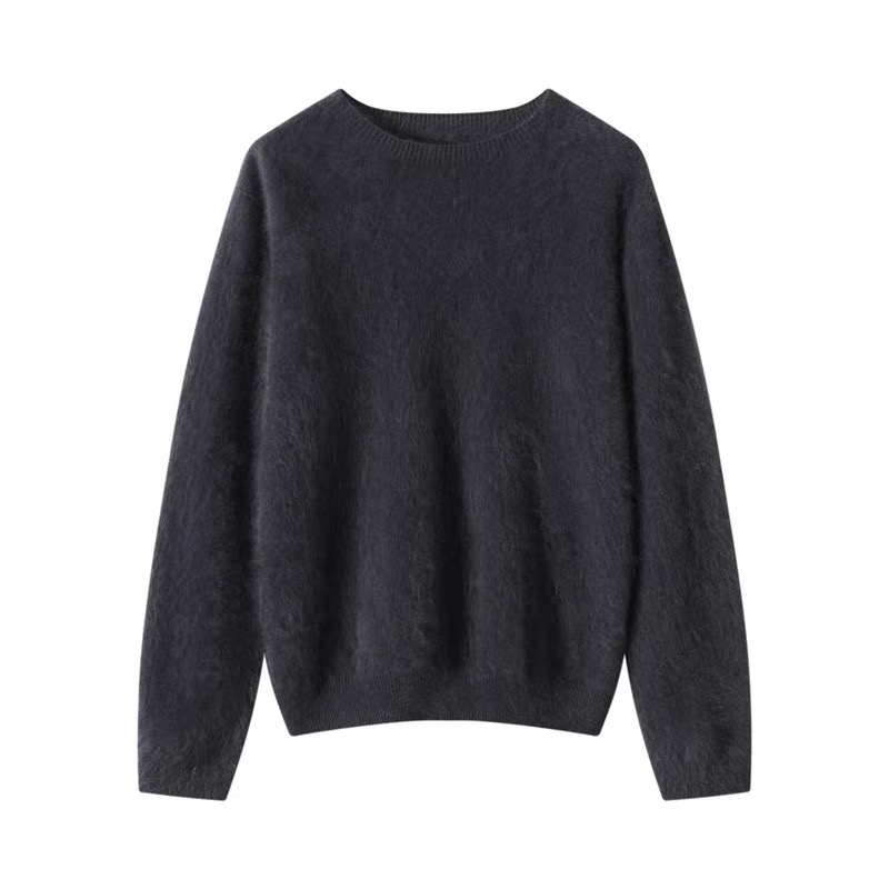 高级感拉绒圆领打底衫春秋冬新款毛毛衫时尚休闲保暖长袖针织衫女