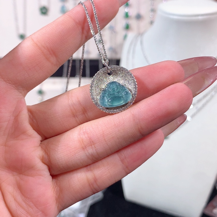 翡翠银S925镶嵌颈饰560蓝