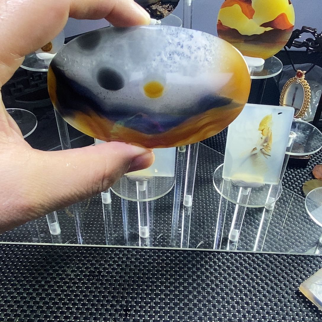 合成碳硅石非金属时尚图纹画面石饰品