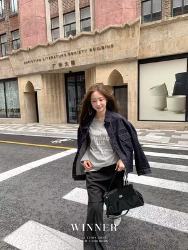 韩系复古小众宽松百搭牛仔外套8056 