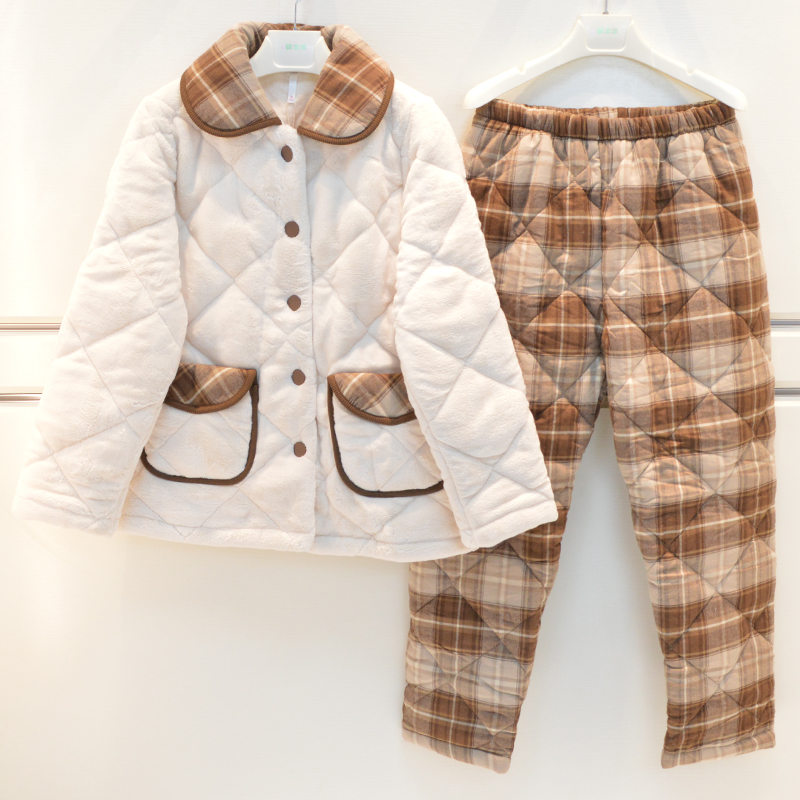 妮可雅品牌睡衣女士冬季夹棉家居服21650