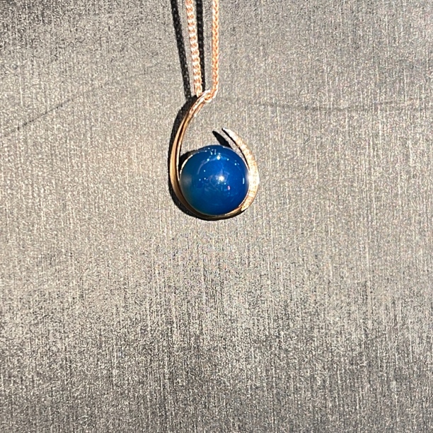 多米尼加蓝珀 18k金镶嵌 南非真钻 10.3尺寸 蓝珀