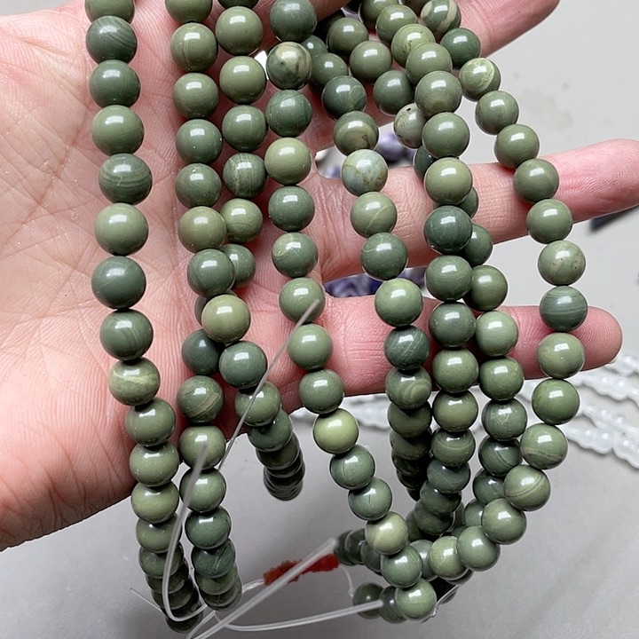 玛瑙/玉髓珠宝半成品合金一条8mm牛油果